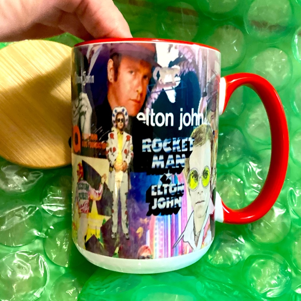 Elton John Rock Band Concert Coffee Mug with Lid/Coaster NEW!